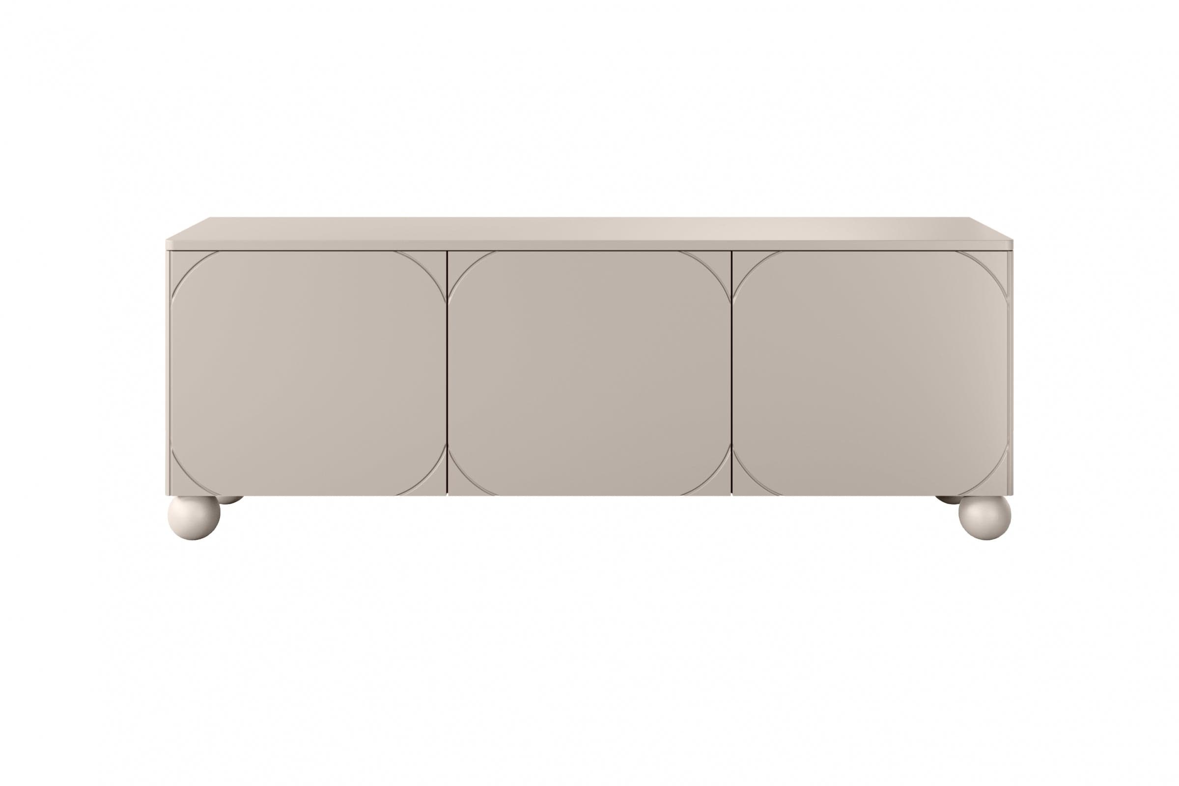 Bogart Comoda TV din MDF si lemn, cu 1 sertar si 3 usi, Sonatia 150-3D1SZ Crem, l150xA45xH57 cm