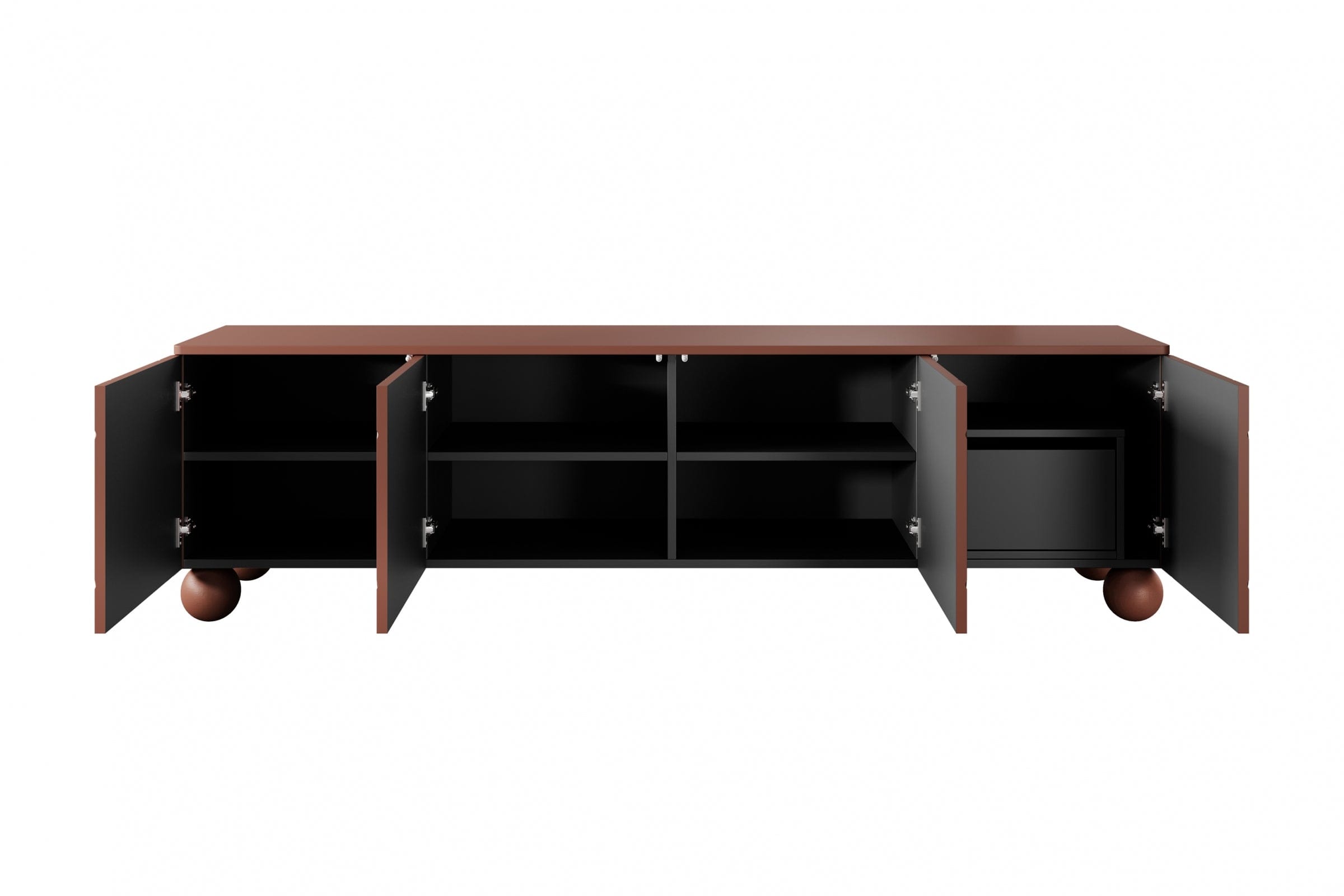Bogart Comoda TV din MDF si lemn, cu 1 sertar si 4 usi, Sonatia 200-4D1SZ Burgundy, l200xA45xH57 cm