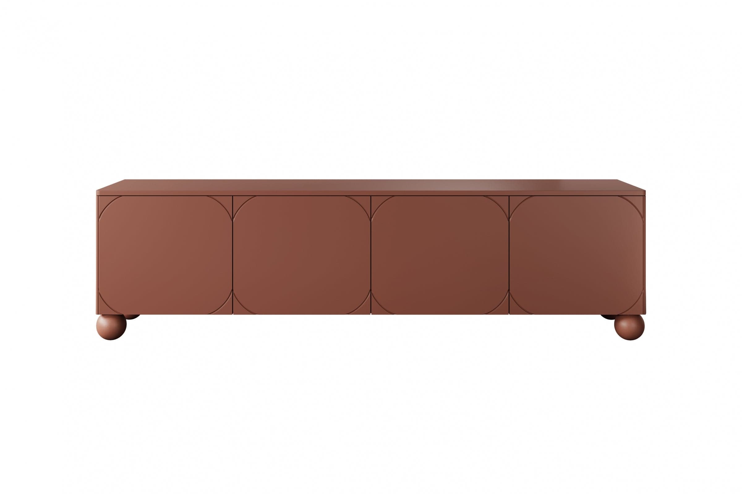 Bogart Comoda TV din MDF si lemn, cu 2 sertare si 4 usi, Sonatia 200-4D2SZ Burgundy, l200xA45xH57 cm