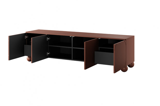 Bogart Comoda TV din MDF si lemn, cu 2 sertare si 4 usi, Sonatia 200-4D2SZ Burgundy, l200xA45xH57 cm