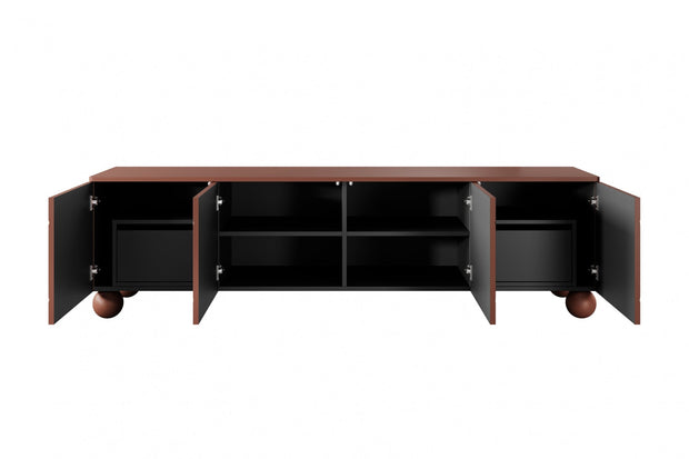 Bogart Comoda TV din MDF si lemn, cu 2 sertare si 4 usi, Sonatia 200-4D2SZ Burgundy, l200xA45xH57 cm