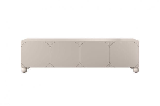 Bogart Comoda TV din MDF si lemn, cu 2 sertare si 4 usi, Sonatia 200-4D2SZ Crem, l200xA45xH57 cm