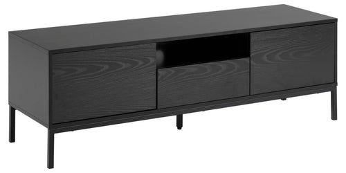 Actona Comoda TV din MDF si metal, cu 1 sertar si 2 usi, Seaford II Negru, l140xA40xH45 cm