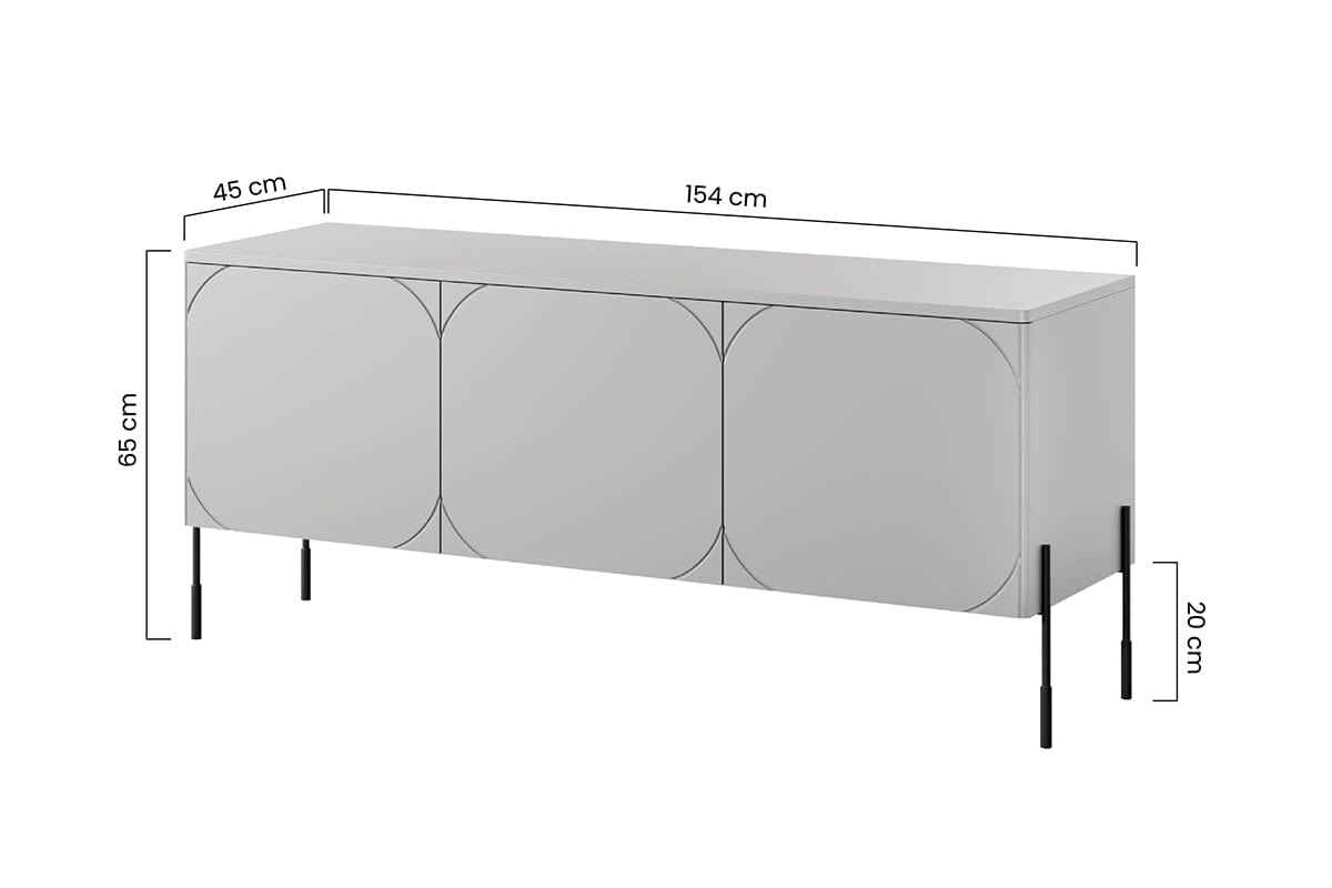 Bogart Comoda TV din MDF si metal, cu 1 sertar si 3 usi, Sonatia 150-3D1SZ Burgundy / Negru, l154xA45xH65 cm