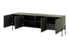 Bogart Comoda TV din MDF si metal, cu 1 sertar si 4 usi, Sonatia 200-4D1SZ Verde Olive / Negru, l204xA45xH65 cm