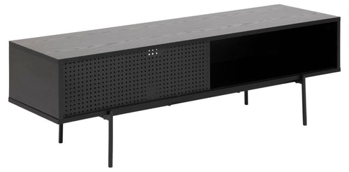 Actona Comoda TV din MDF si metal, cu 1 usa, Angus Negru, l140xA40xH44,5 cm