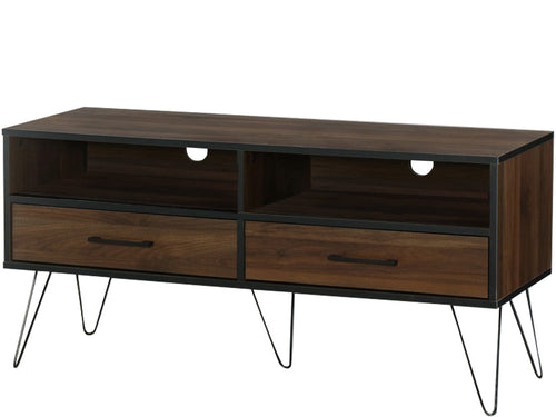 Dorel Home Comoda TV din MDF si metal, cu 2 sertare, Saphire Maro / Negru, l120xA40xH57 cm