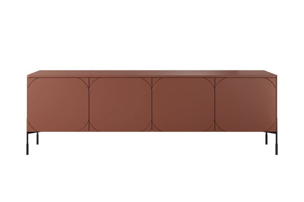 Bogart Comoda TV din MDF si metal, cu 2 sertare si 4 usi, Sonatia 200-4D2SZ Burgundy / Negru, l204xA45xH65 cm