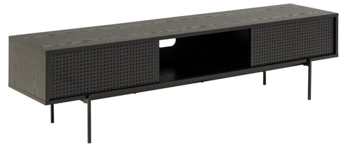 Actona Comoda TV din MDF si metal, cu 2 usi, Angus Negru, l180xA40xH44,5 cm