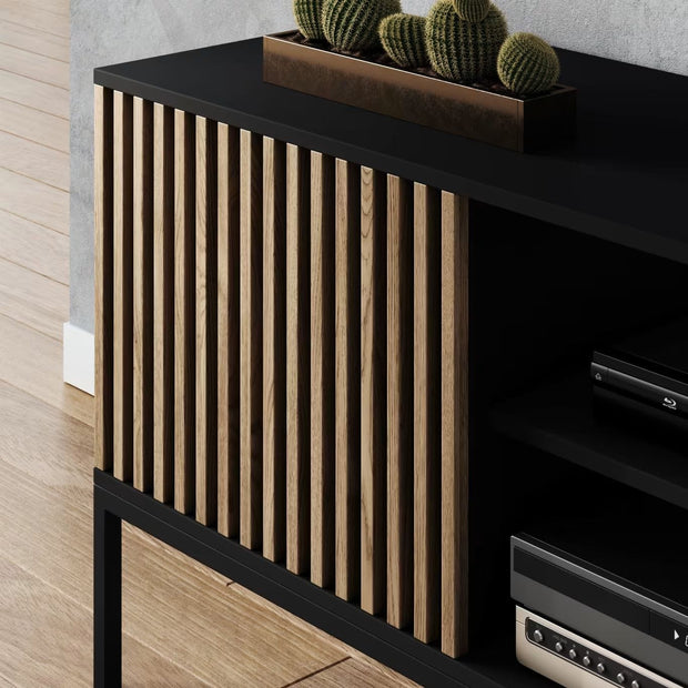 Eltap Comoda TV din MDF si metal, cu 2 usi, Meorati Negru / Stejar, l40xA150xH60 cm