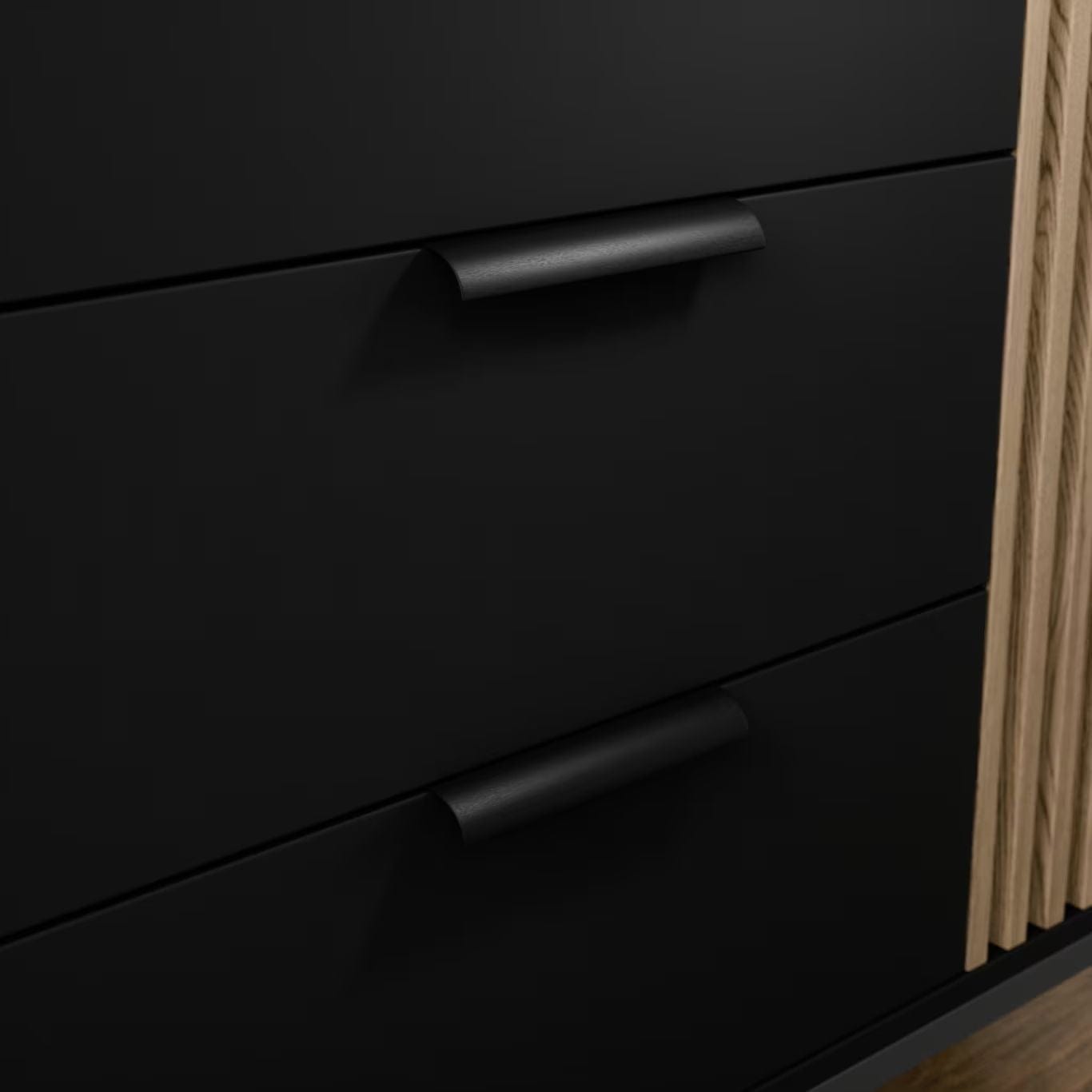 Eltap Comoda TV din MDF si metal, cu 2 usi, Meorati Negru / Stejar, l40xA150xH60 cm