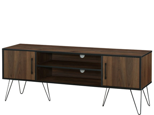 Dorel Home Comoda TV din MDF si metal, cu 2 usi, Saphire Maro / Negru, l150xA40xH57 cm