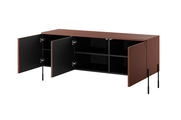 Bogart Comoda TV din MDF si metal, cu 3 usi, Sonatia 150-3D Burgundy / Negru, l154xA45xH65 cm