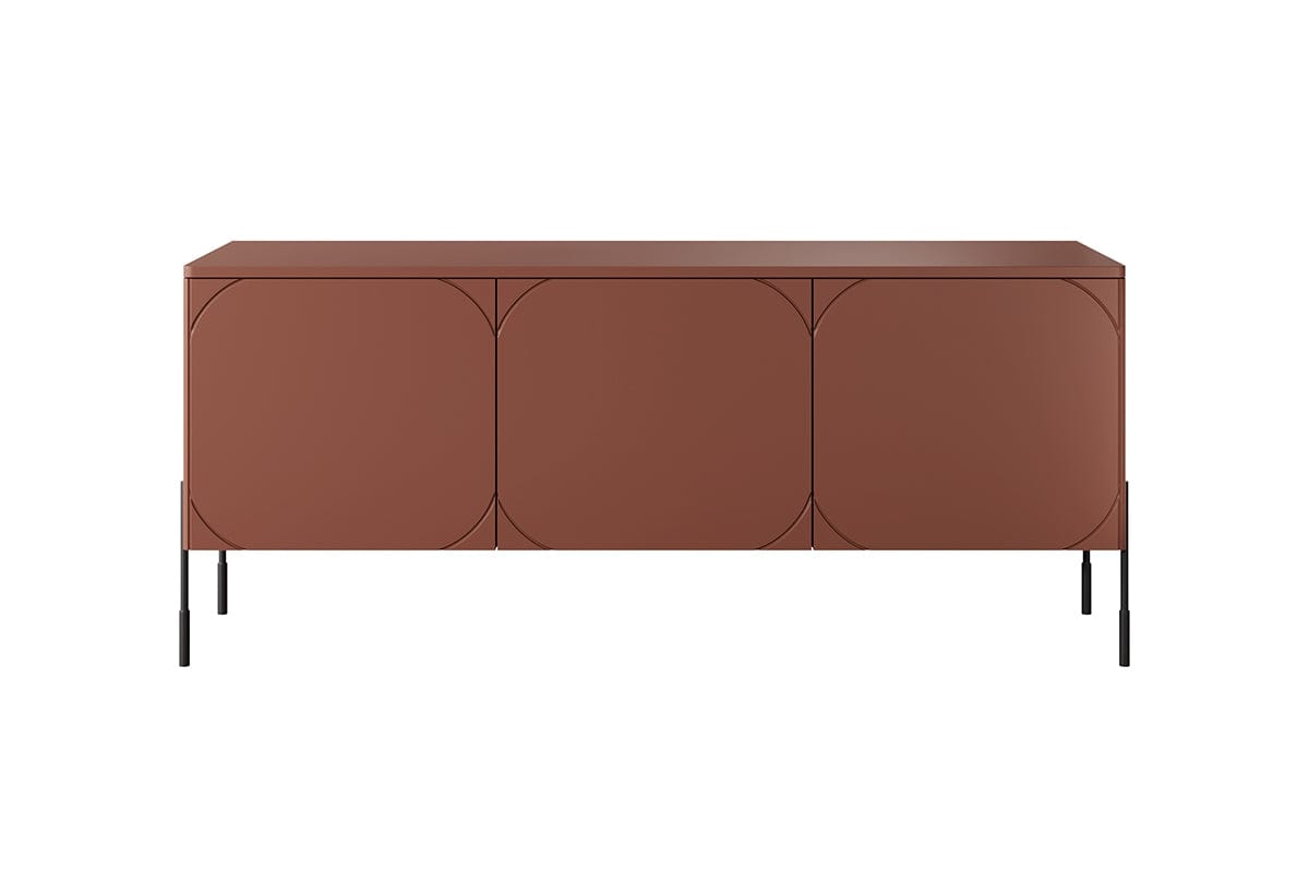Bogart Comoda TV din MDF si metal, cu 3 usi, Sonatia 150-3D Burgundy / Negru, l154xA45xH65 cm