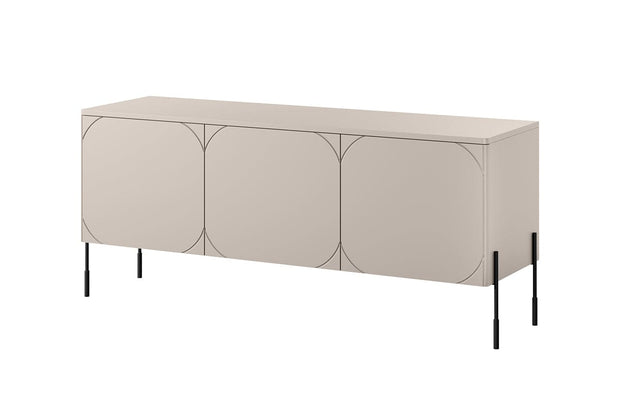 Bogart Comoda TV din MDF si metal, cu 3 usi, Sonatia 150-3D Crem / Negru, l154xA45xH65 cm