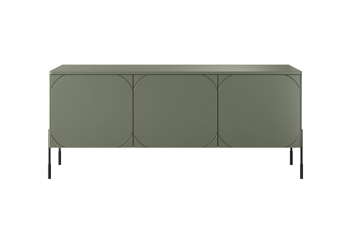 Bogart Comoda TV din MDF si metal, cu 3 usi, Sonatia 150-3D Verde Olive / Negru, l154xA45xH65 cm