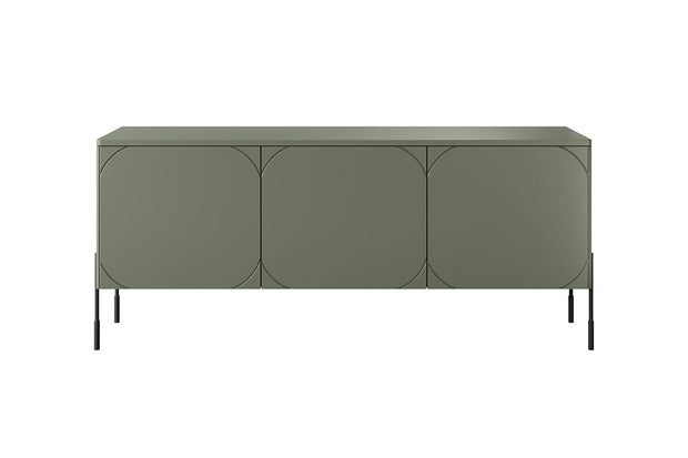 Bogart Comoda TV din MDF si metal, cu 3 usi, Sonatia 150-3D Verde Olive / Negru, l154xA45xH65 cm