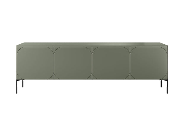 Bogart Comoda TV din MDF si metal, cu 4 usi, Sonatia 200-4D Verde Olive / Negru, l204xA45xH65 cm