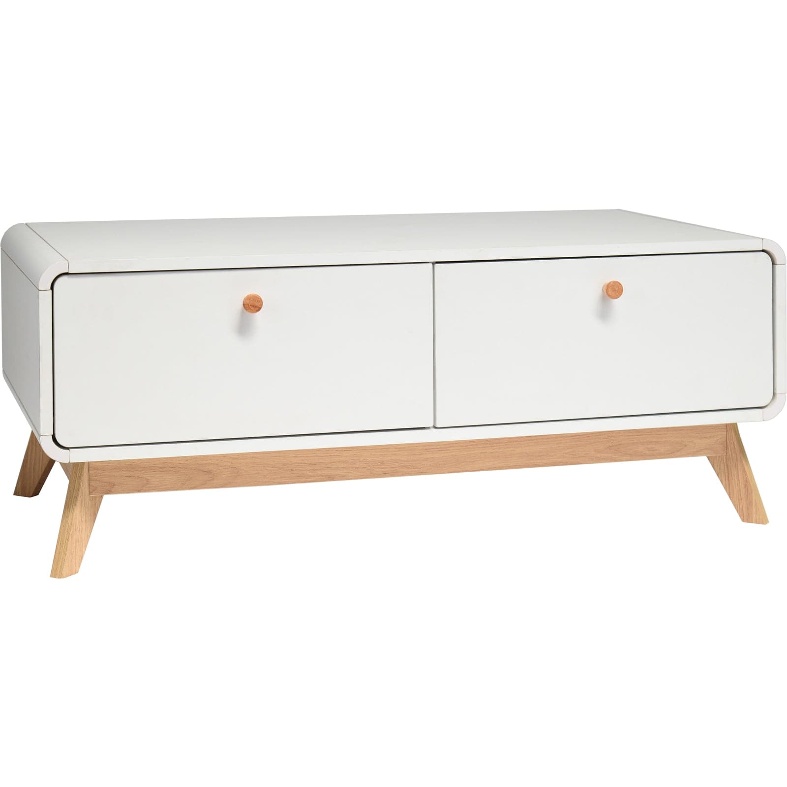 Dorel Home Comoda TV din MDF si pal, cu 2 sertare, Cassie Alb / Stejar, l100xA51xH40 cm