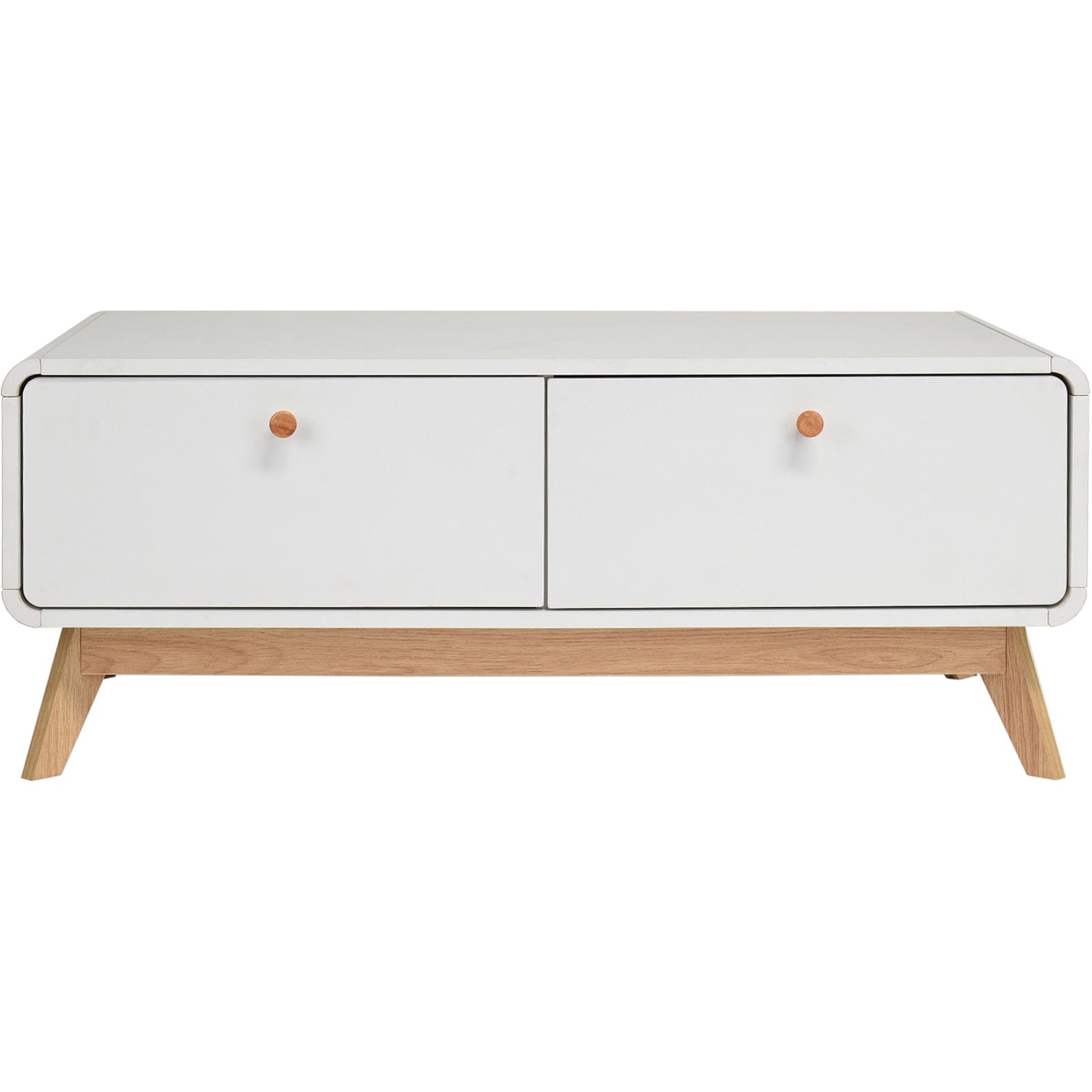 Dorel Home Comoda TV din MDF si pal, cu 2 sertare, Cassie Alb / Stejar, l100xA51xH40 cm