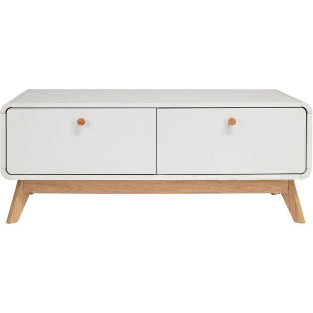 Dorel Home Comoda TV din MDF si pal, cu 2 sertare, Cassie Alb / Stejar, l100xA51xH40 cm