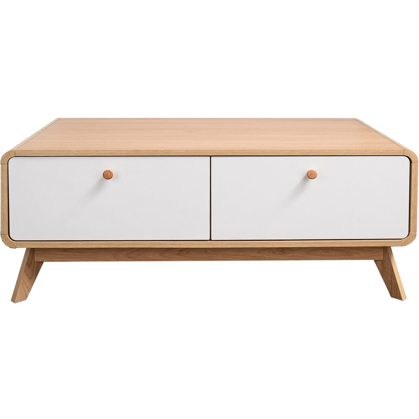 Dorel Home Comoda TV din MDF si pal, cu 2 sertare, Cassie Stejar / Alb, l100xA51xH40 cm