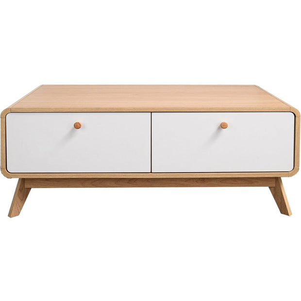 Dorel Home Comoda TV din MDF si pal, cu 2 sertare, Cassie Stejar / Alb, l100xA51xH40 cm