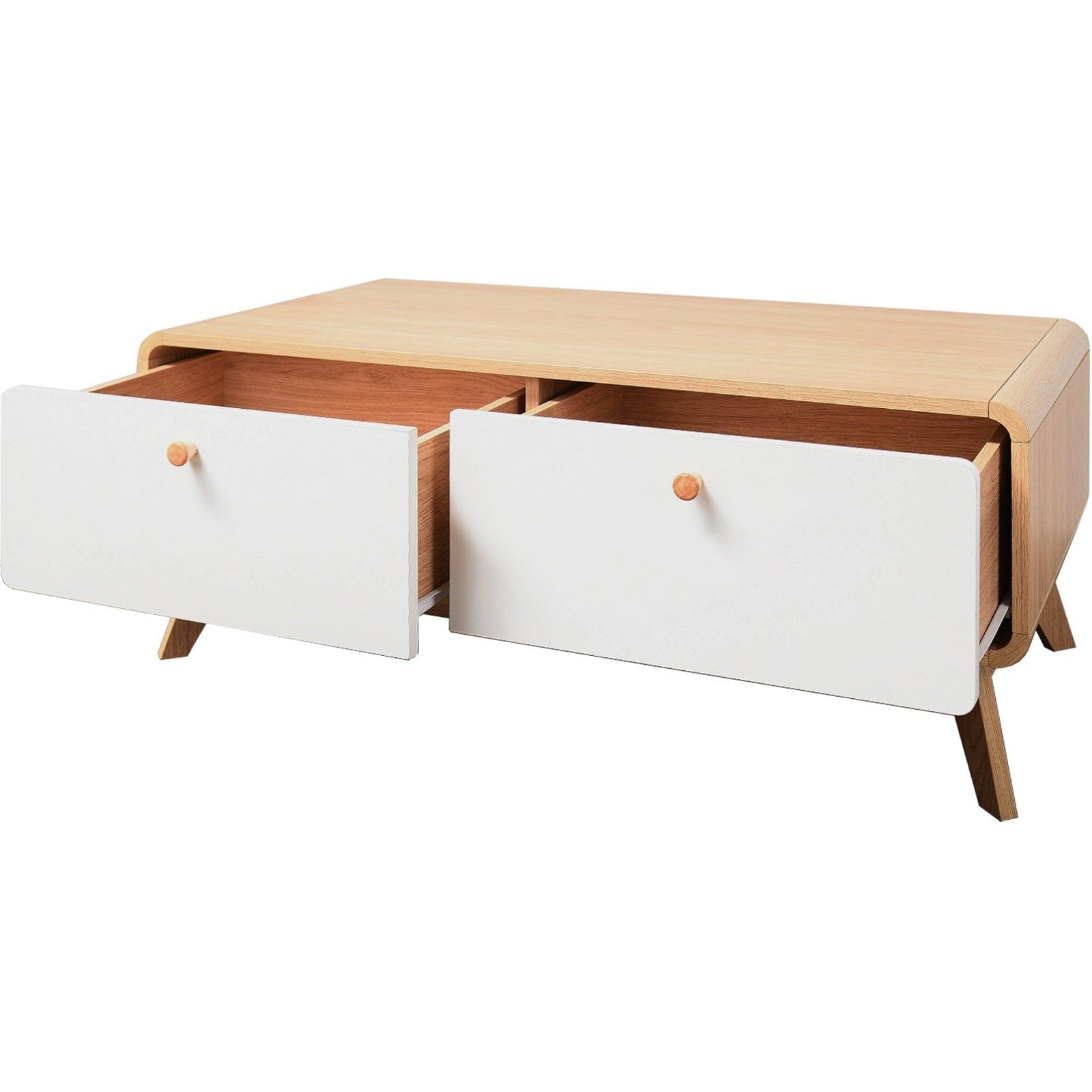 Dorel Home Comoda TV din MDF si pal, cu 2 sertare, Cassie Stejar / Alb, l100xA51xH40 cm