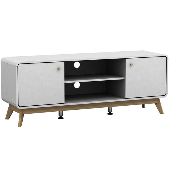 Dorel Home Comoda TV din MDF si pal, cu 2 usi, Cassie Alb / Stejar, l140xA39xH53 cm