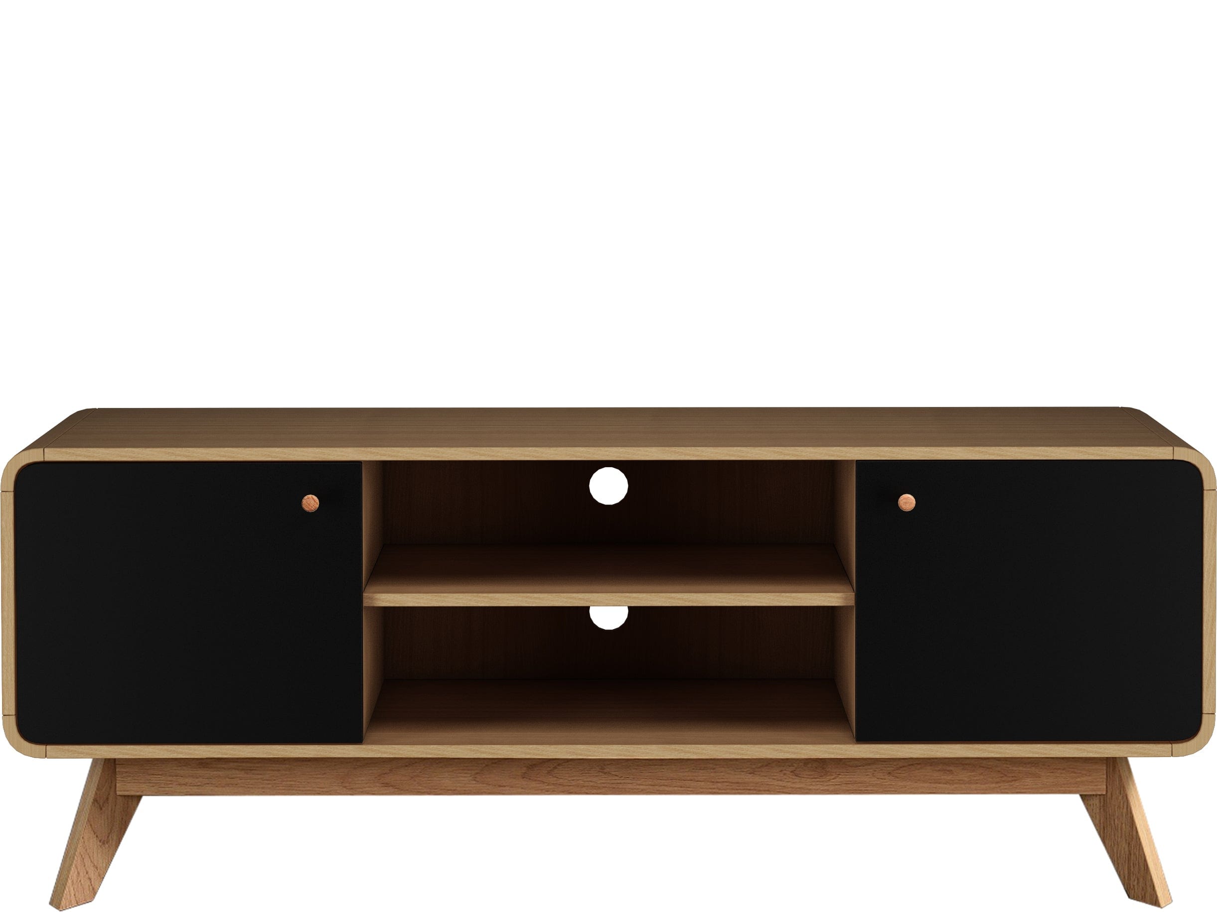 Dorel Home Comoda TV din MDF si pal, cu 2 usi, Cassie Stejar / Negru, l140xA39xH53 cm