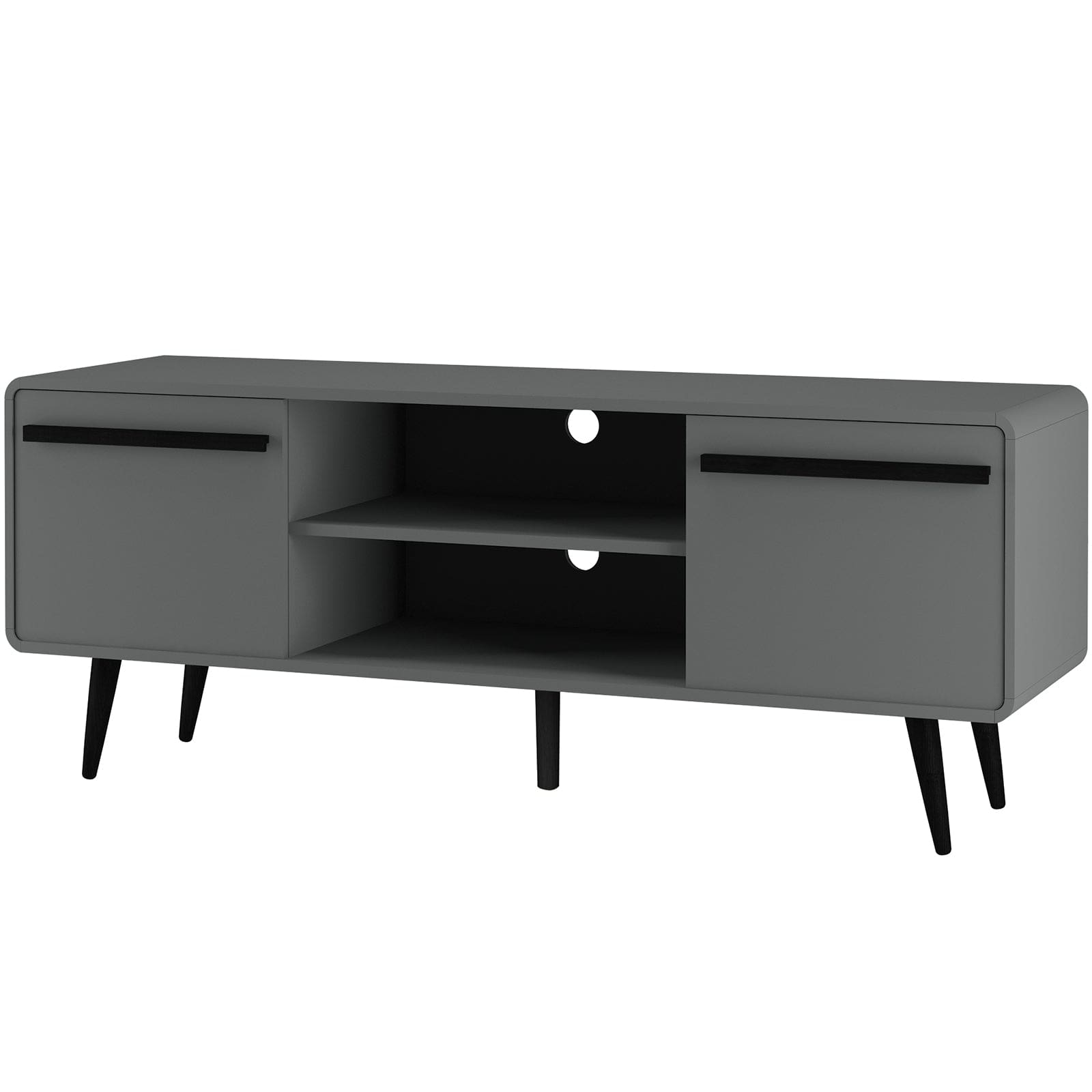 Dorel Home Comoda TV din MDF si pal, cu 2 usi, Chantal Gri / Negru, l140xA39xH53 cm