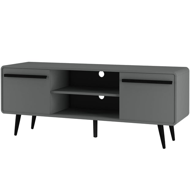 Dorel Home Comoda TV din MDF si pal, cu 2 usi, Chantal Gri / Negru, l140xA39xH53 cm