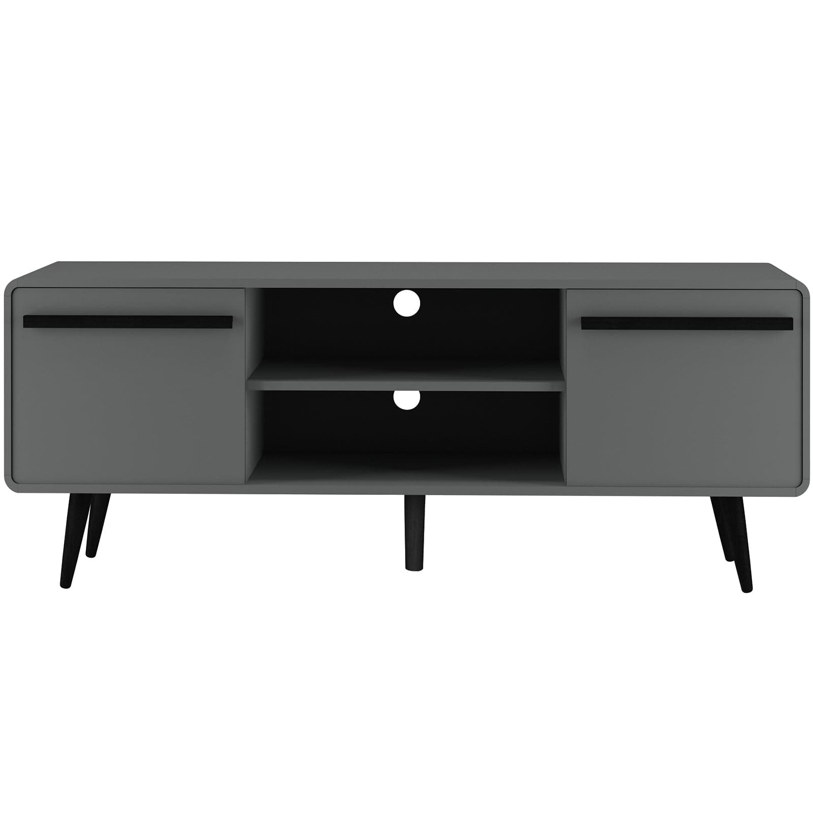 Dorel Home Comoda TV din MDF si pal, cu 2 usi, Chantal Gri / Negru, l140xA39xH53 cm