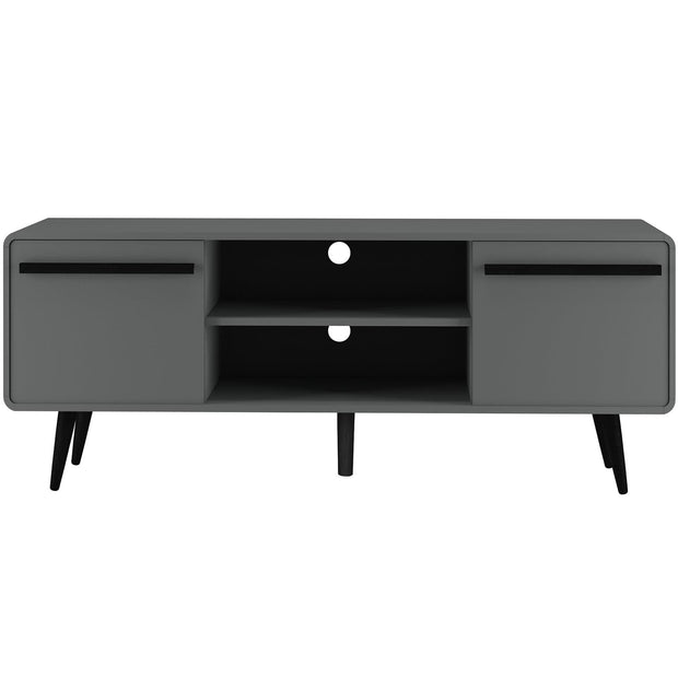 Dorel Home Comoda TV din MDF si pal, cu 2 usi, Chantal Gri / Negru, l140xA39xH53 cm