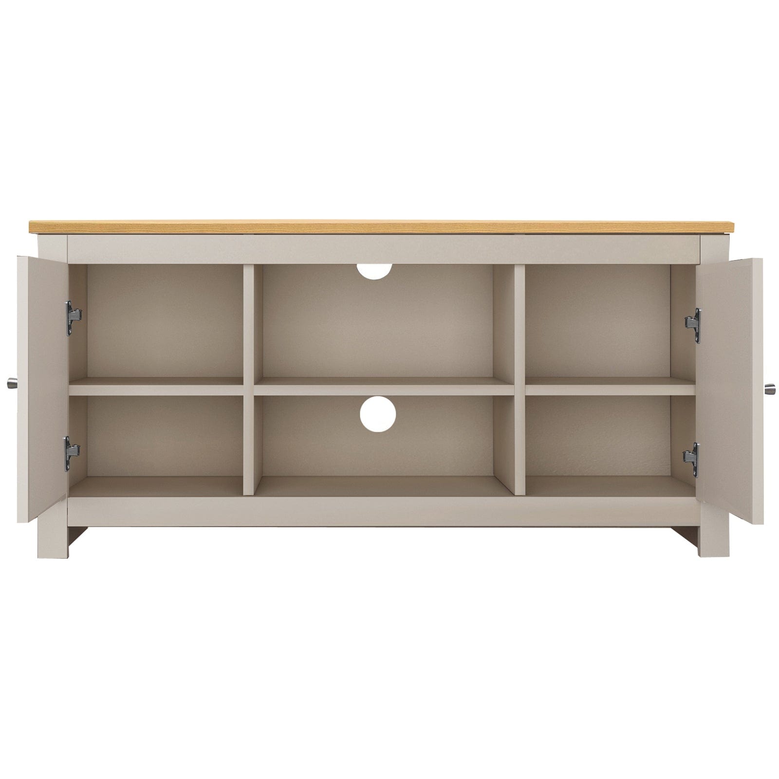 Dorel Home Comoda TV din MDF si pal, cu 2 usi, Emerald Crem / Natural, l120xA39xH58 cm