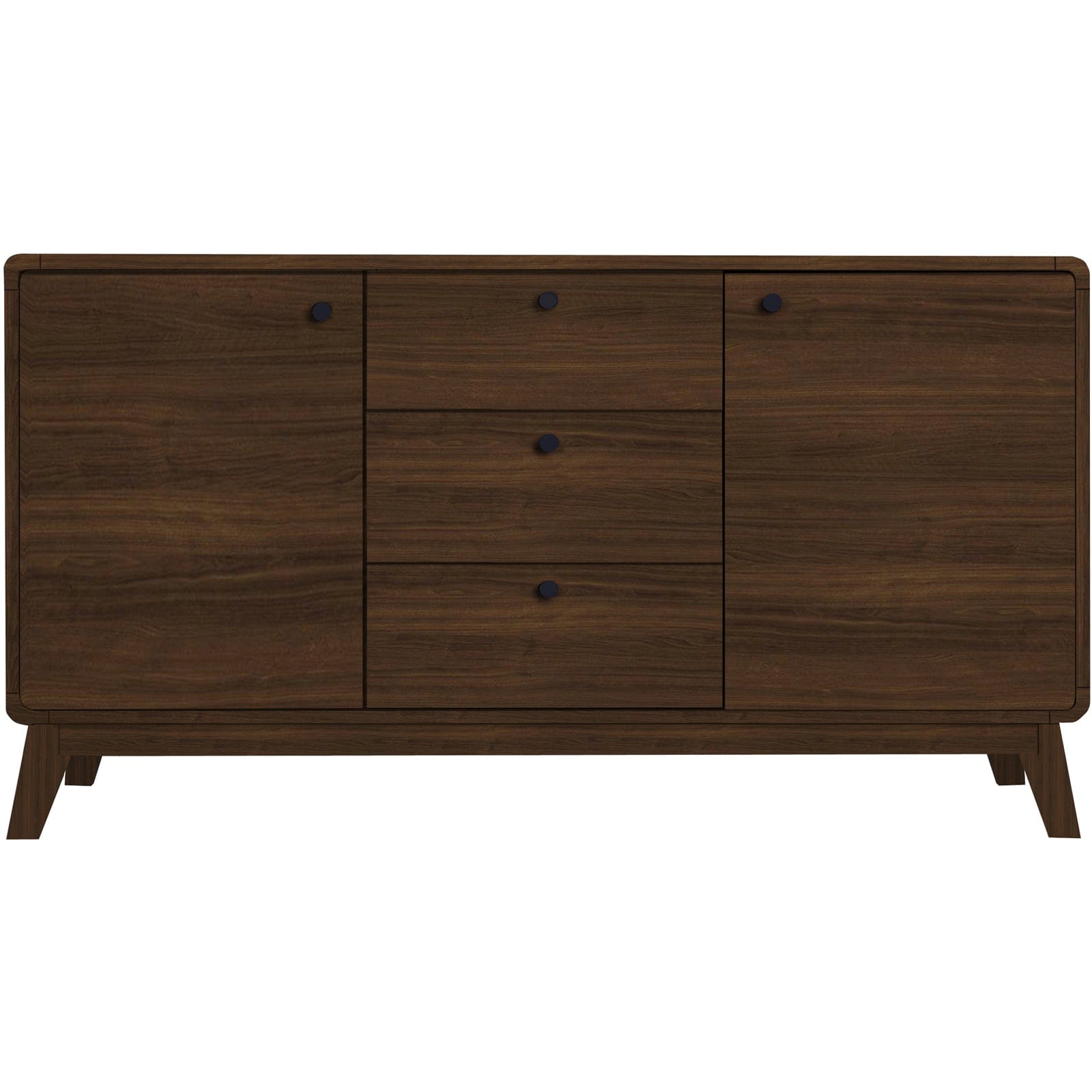 Dorel Home Comoda TV din MDF si pal, cu 2 usi si 3 sertare, Cassie Nuc, l140xA39xH75 cm