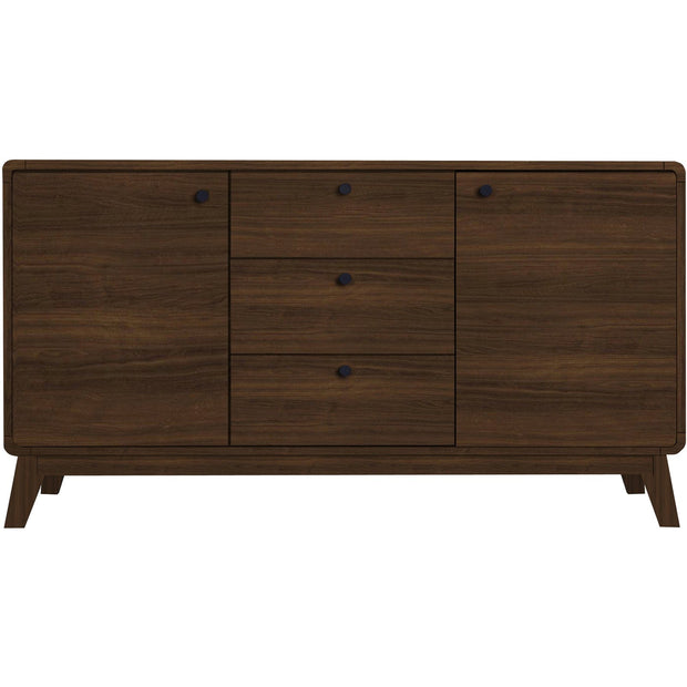 Dorel Home Comoda TV din MDF si pal, cu 2 usi si 3 sertare, Cassie Nuc, l140xA39xH75 cm