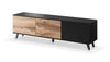 Comoda TV din MDF si pal, cu 3 usi, Randolph RTV-2 Stejar Wotan / Negru, l180xA40xH52 cm (3)