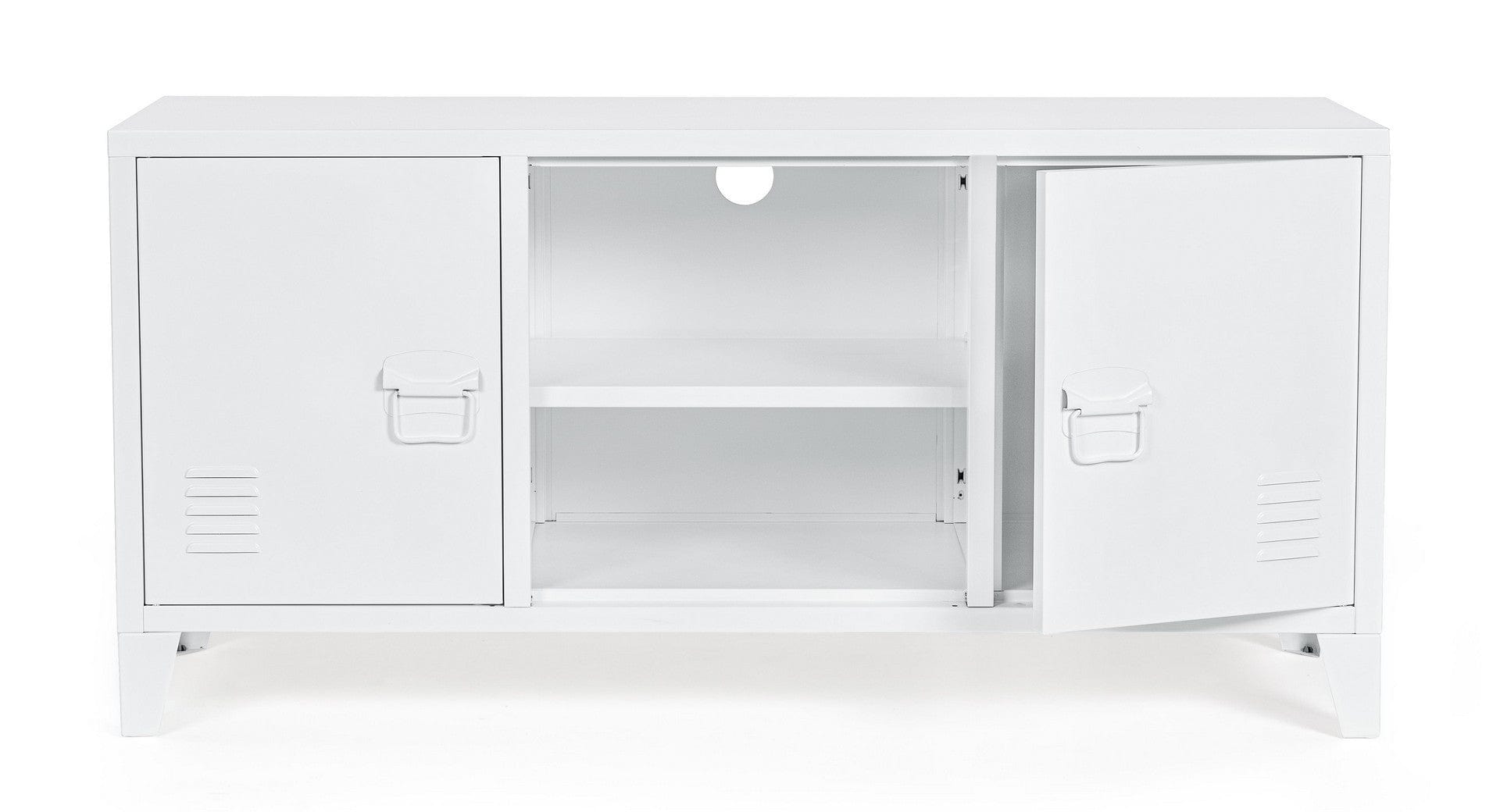 Comoda TV din metal, cu 2 usi, Cambridge Alb, l40xA120,5xH58,5 cm (6)