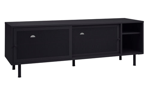 Unique Furniture A/S Comoda TV din metal, cu 2 usi, Veep Negru, l160xA45xH55 cm