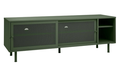 Unique Furniture A/S Comoda TV din metal, cu 2 usi, Veep Verde Olive, l160xA45xH55 cm
