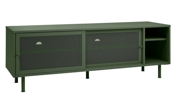 Unique Furniture A/S Comoda TV din metal, cu 2 usi, Veep Verde Olive, l160xA45xH55 cm