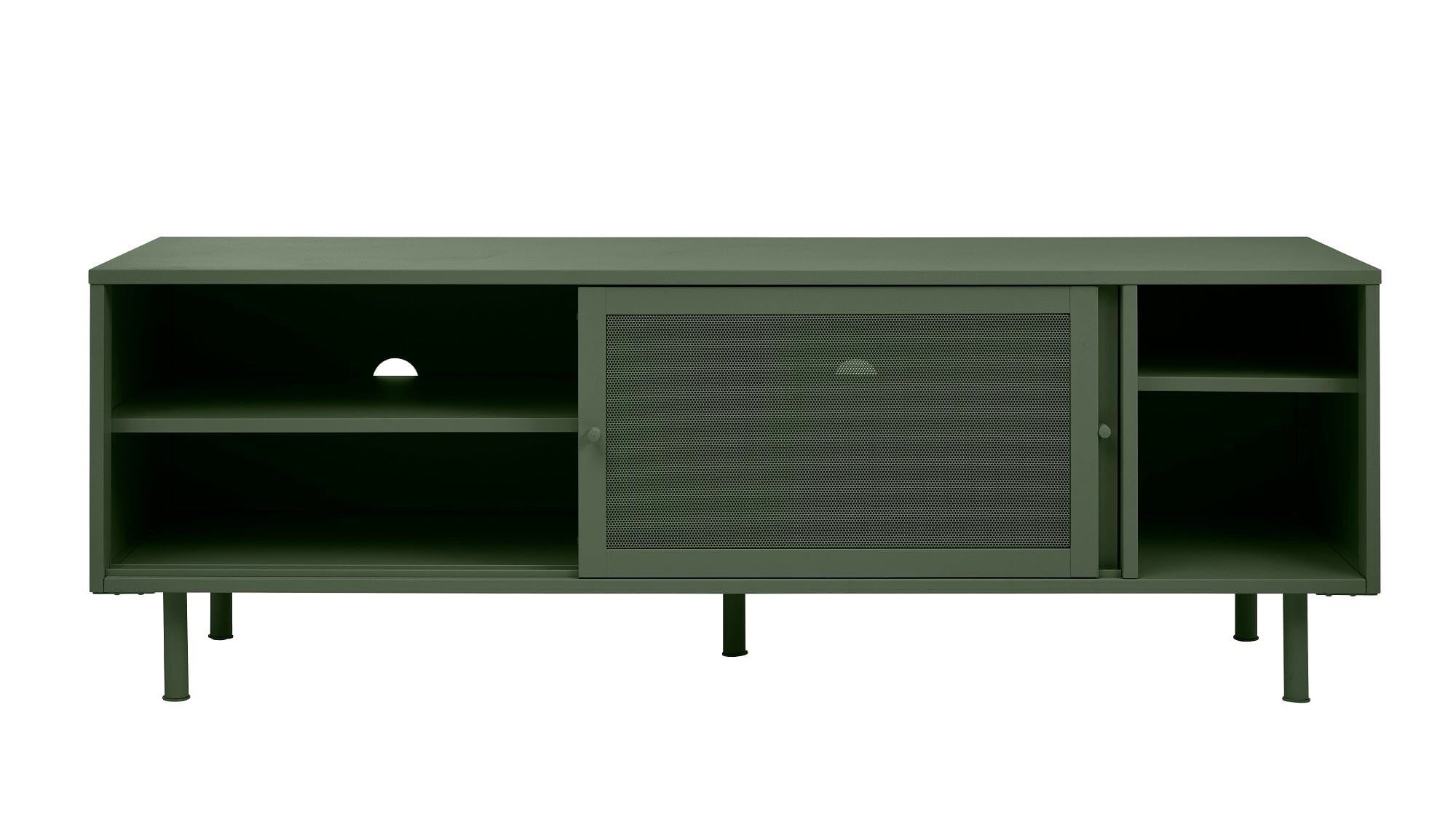 Unique Furniture A/S Comoda TV din metal, cu 2 usi, Veep Verde Olive, l160xA45xH55 cm