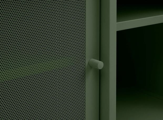 Unique Furniture A/S Comoda TV din metal, cu 2 usi, Veep Verde Olive, l160xA45xH55 cm