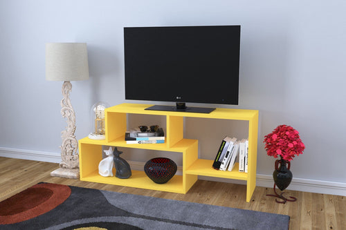 Comoda TV din pal, Clover Galben, l121,8xA29,5xH53,8 cm