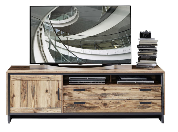 Innostyle Comoda TV din pal, cu 2 sertare si 1 usa Pato Large Natural / Grafit, l184xA45xH61 cm