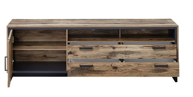 Innostyle Comoda TV din pal, cu 2 sertare si 1 usa Pato Large Natural / Grafit, l184xA45xH61 cm