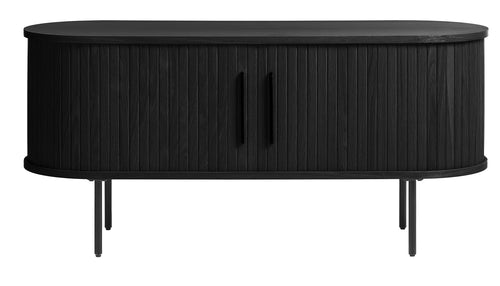 Unique Furniture A/S Comoda TV din pal, MDF si furnir, cu 2 usi, Nola Negru, l120xA40xH56 cm