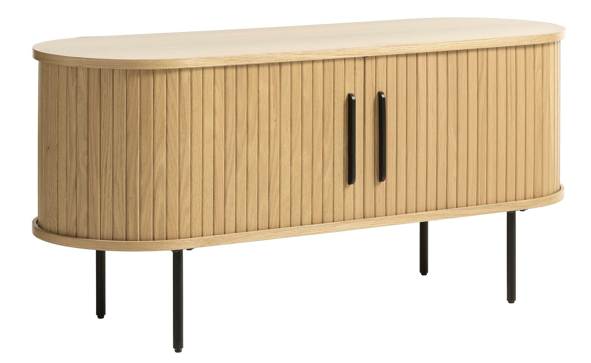 Unique Furniture A/S Comoda TV din pal, MDF si furnir, cu 2 usi, Nola Stejar / Negru, l120xA40xH56 cm
