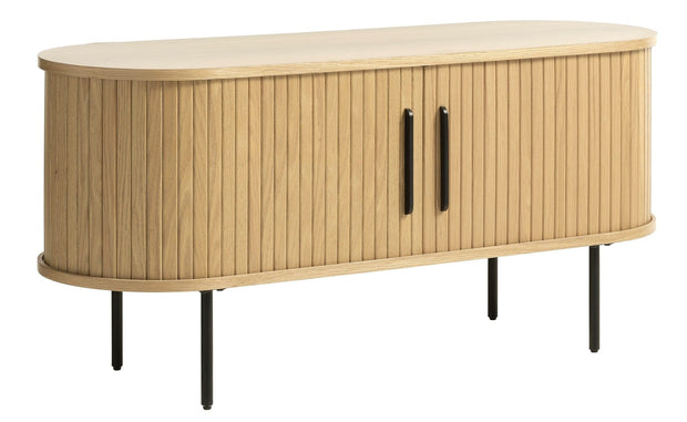 Unique Furniture A/S Comoda TV din pal, MDF si furnir, cu 2 usi, Nola Stejar / Negru, l120xA40xH56 cm